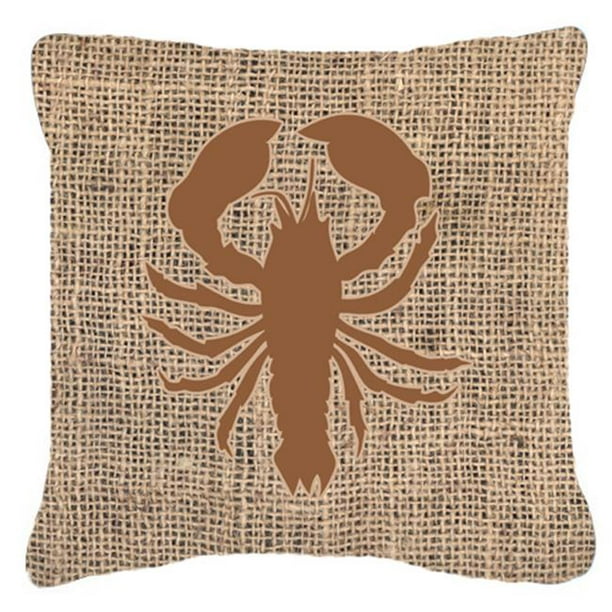 18H x18W Caroline's Treasures BB1015-BL-BN-PW1818 Lobster Burlap and Brown Canvas Fabric Decorative Pillow BB1015 Multicolor 